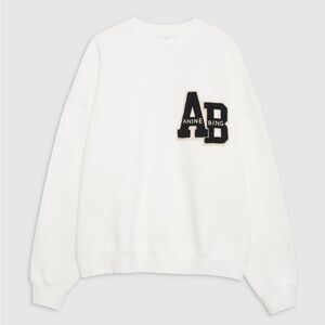 ANINE BING MILES OVERSIZED SWEATSHIRT LETTERMAN OFF WHITE